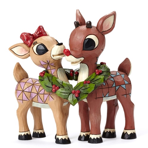 Rudolph Traditions by Jim Shore - Rudolph and Clarice with Wreath Figurine