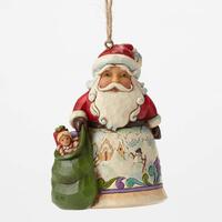 PRE PRODUCTION SAMPLE - Jim Shore Heartwood Creek Santa with Winter Scene Mini Stone Resin Hanging Ornament
