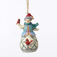 PRE PRODUCTION SAMPLE - Heartwood Creek Classic - Snowman with Cardinal Hanging Ornament