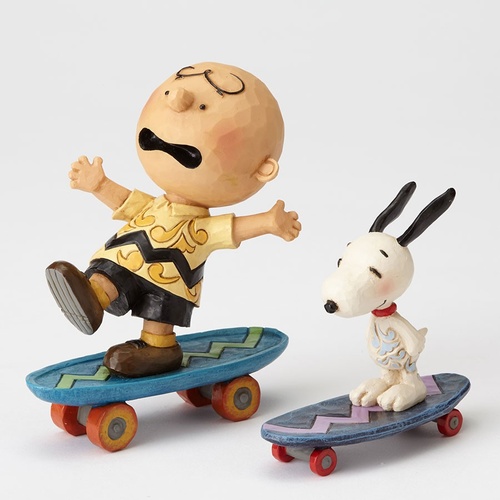Peanuts By Jim Shore - Charlie Brown and Snoopy - Skateboarding Buddies
