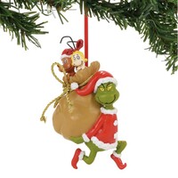 Dr Seuss The Grinch by Dept 56- Grinch Santy Clause Stowaways Hanging Ornament