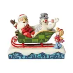Jim Shore Frosty The Snowman Collection - Santa Frosty and Karen in Sleigh - I'll Be back on Christmas Day