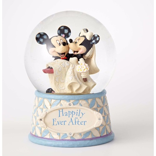 Jim Shore Disney Traditions Water Ball - Mickey and Minnie Mouse - Happily Ever After