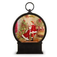 Lighted Water Lantern - Mrs Claus Kissing Santa Water Lantern