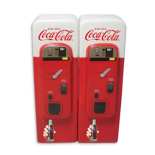 Coca Cola Ceramic Vending Machine S & P Shakers