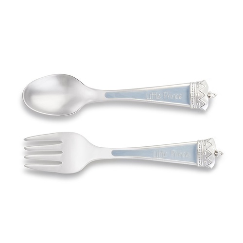 Demdaco Baby - Elegant Charms Prince Spoon & Fork Keepsake Gift Set