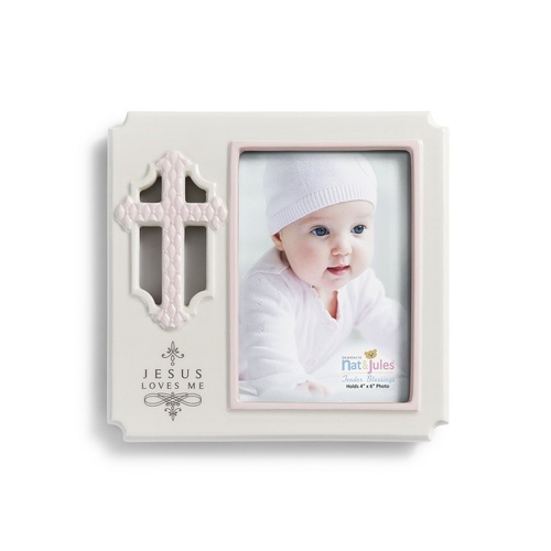Demdaco Baby - Tender Blessings Jesus Loves Me Photo Frame - Pink