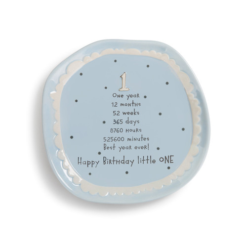 Demdaco Baby - 1st Birthday Cake Plate Blue