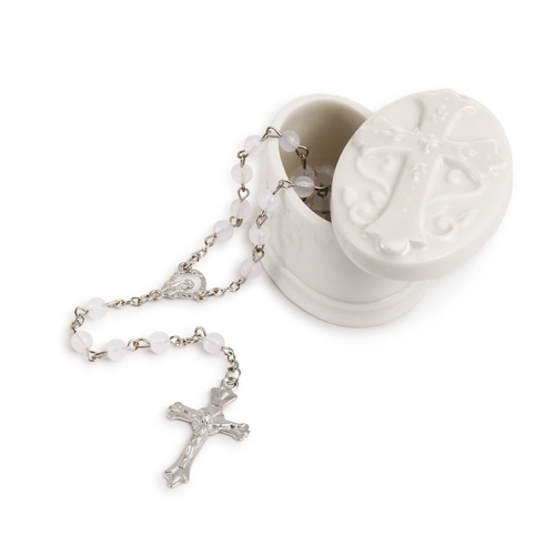 Demdaco Baby - Cherished Blessings Trinket Box with Rosary Beads