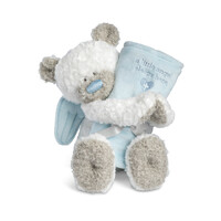 Demdaco Baby - Teddy & Blanket Set Blue Guardian Angel