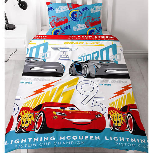 Disney Cars Quilt Cover Set - Single - Lightning McQueen