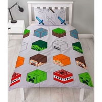 Minecraft Quilt Cover Set - Single - Pixel