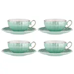 Ashdene Parisienne Pearl - Aquamarine Cup & Saucer Set of 4
