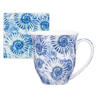 Ashdene Ocean Beauty Mug & Coaster - Blue Shells