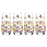 Ashdene Pressed Flowers - Glass Highball Tumbler 4 Pack