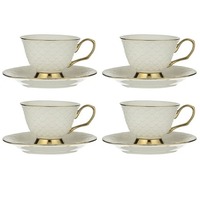 Ashdene Ripple - Cup & Saucer Set of 4 - White