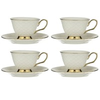 Ashdene Ripple - Cup & Saucer Set of 4 - White