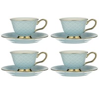 Ashdene Ripple - Cup & Saucer Set of 4 - Powder Blue