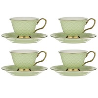 Ashdene Ripple - Cup & Saucer Set of 4 - Pistachio