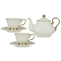 Ashdene Ripple - Teapot & 2 Teacup Set - White