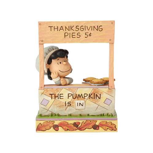 Jim Shore Lucy Thanksgiving Pie Stand - The Pumpkin Is In (Peanuts Collection)