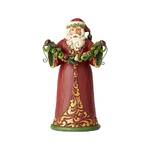 Jim Shore Heartwood Creek Classic - Red/Green Santa Holding Garland - Evergreen Cheer