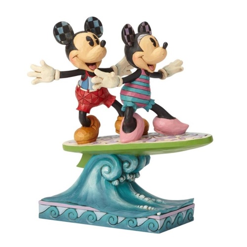 Jim Shore Disney Traditions - Mickey & Minnie Mouse on Surfboard - Surf's Up!