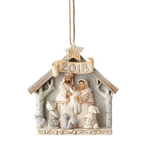 PRE PRODUCTION SAMPLE - Heartwood Creek White Woodland Collection - 2018 Nativity Hanging Ornament