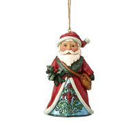 PRE PRODUCTION SAMPLE - Heartwood Creek Wonderland - Santa Holding Holly Hanging Ornament