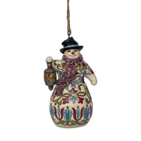 PRE PRODUCTION SAMPLE - Heartwood Creek Victorian - Snowman with Lantern Hanging Ornament