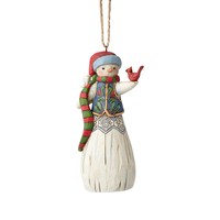PRE PRODUCTION SAMPLE - Folklore By Jim Shore - Snowman with Cardinal Hanging Ornament
