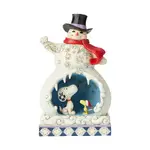 Peanuts by Jim Shore - Snowman With Snoopy Scene Lights Up