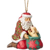 PRE PRODUCTION SAMPLE - Jim Shore Heartwood Creek - Santa With Puppy Hanging Ornament