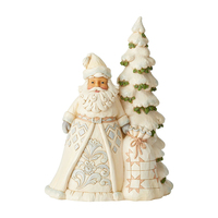 PRE PRODUCTION SAMPLE - Jim Shore Heartwood Creek White Woodland - Santa In Front Of Tree