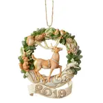 Heartwood Creek White Woodland - 2019 Deer in Wreath Hanging Ornament