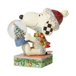 Jim Shore Snoopy Holding Dome With Tree - Christmas Joy (Peanuts Collection)