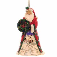 Jim Shore Heartwood Creek - Santa with Wreath & Scene Hanging Ornament