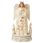 Jim Shore Heartwood Creek White Woodland - Angel with Nativity Scene