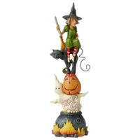 PRE PRODUCTION SAMPLE - Jim Shore Heartwood Creek Halloween - Stacked Ghost, Pumpkin, Cat & Witch