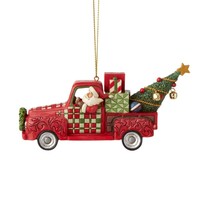 Country Living by Jim Shore - Santa in Red Truck Hanging Ornament