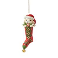 PRE PRODUCTION SAMPLE - JIM SHORE HEARTWOOD CREEK - DOG IN STOCKING HANGING ORNAMENT