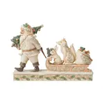 Jim Shore Heartwood Creek White Woodland - Santa Pulling Animals on Sled