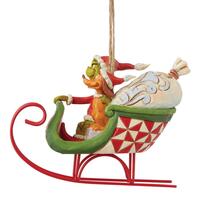 PRE PRODUCTION SAMPLE - Dr Seuss The Grinch by Jim Shore - Grinch And Max In Sleigh Hanging Ornament