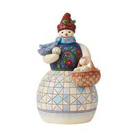 Jim Shore Heartwood Creek - Snowman With Basket of Snowballs