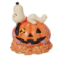 Peanuts by Jim Shore - Snoopy Laying On Pumpkin - Halloween Snoopy