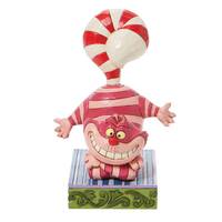 Jim Shore Disney Traditions - Alice In Wonderland Cheshire Cat - Candy Cane Cheer