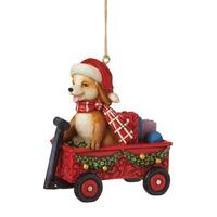 Country Living by Jim Shore - Dog In Wagon Hanging Ornament