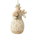 Jim Shore Heartwood Creek Holiday Lustre - Snowman with Flowers Hanging Ornament
