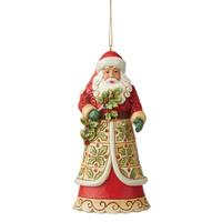PRE PRODUCTION SAMPLE - Jim Shore Heartwood Creek - Santa With Holly Hanging Ornament