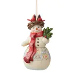 Jim Shore Heartwood Creek - Snowman With Cardinal Nest Hanging Ornament